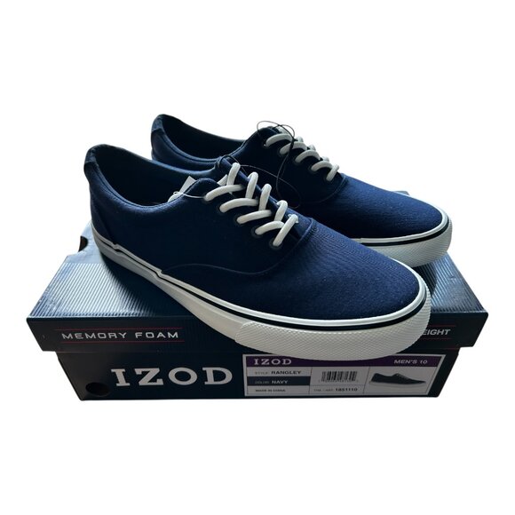 Izod Rangley Men's Lace Up Casual Canvas shoe Memory Foam Navy size 10 - Picture 2 of 9